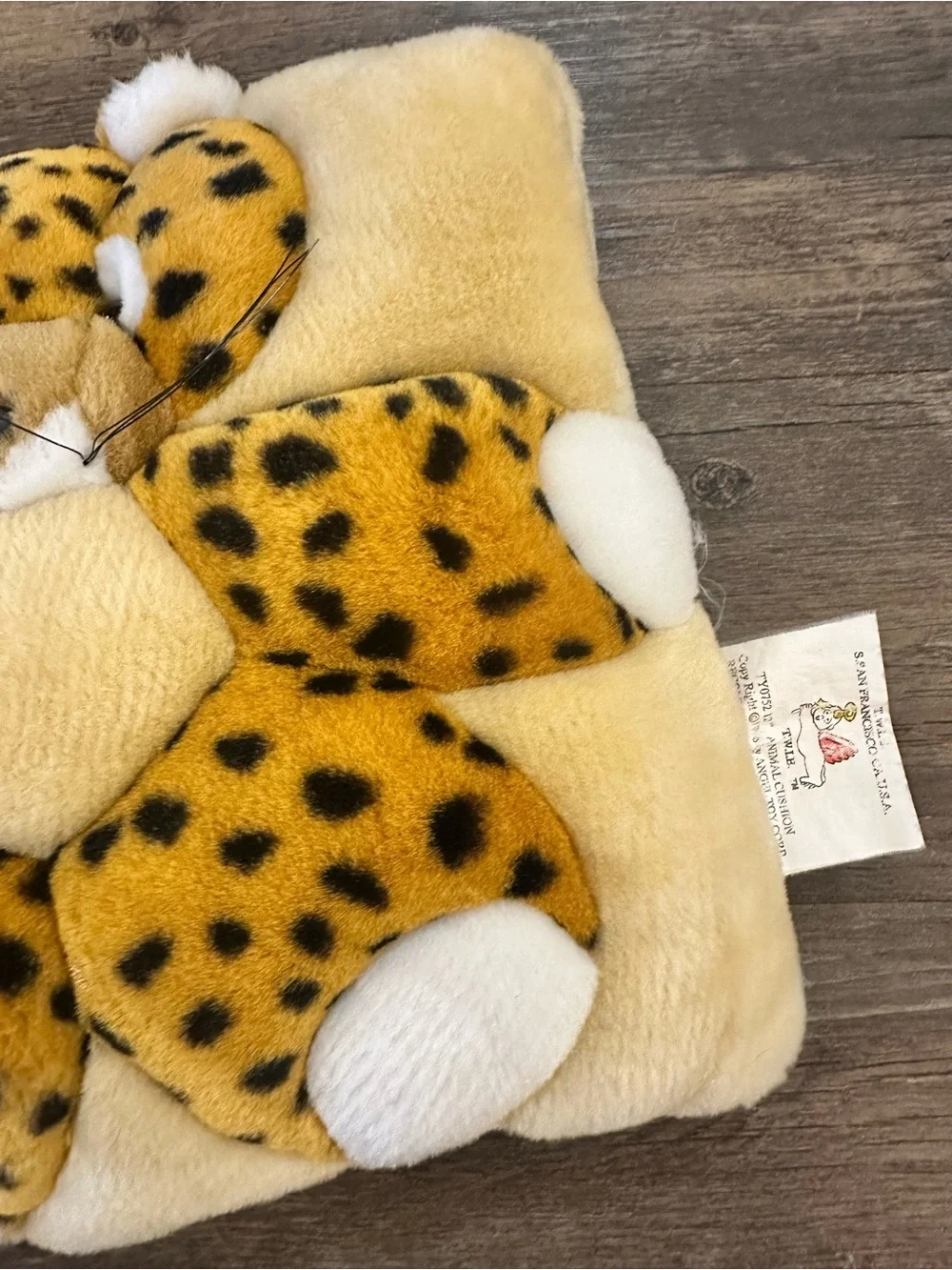 Vintage 1998 Cheetah Plush Pillow - Soft Decorative Throw Pillow
